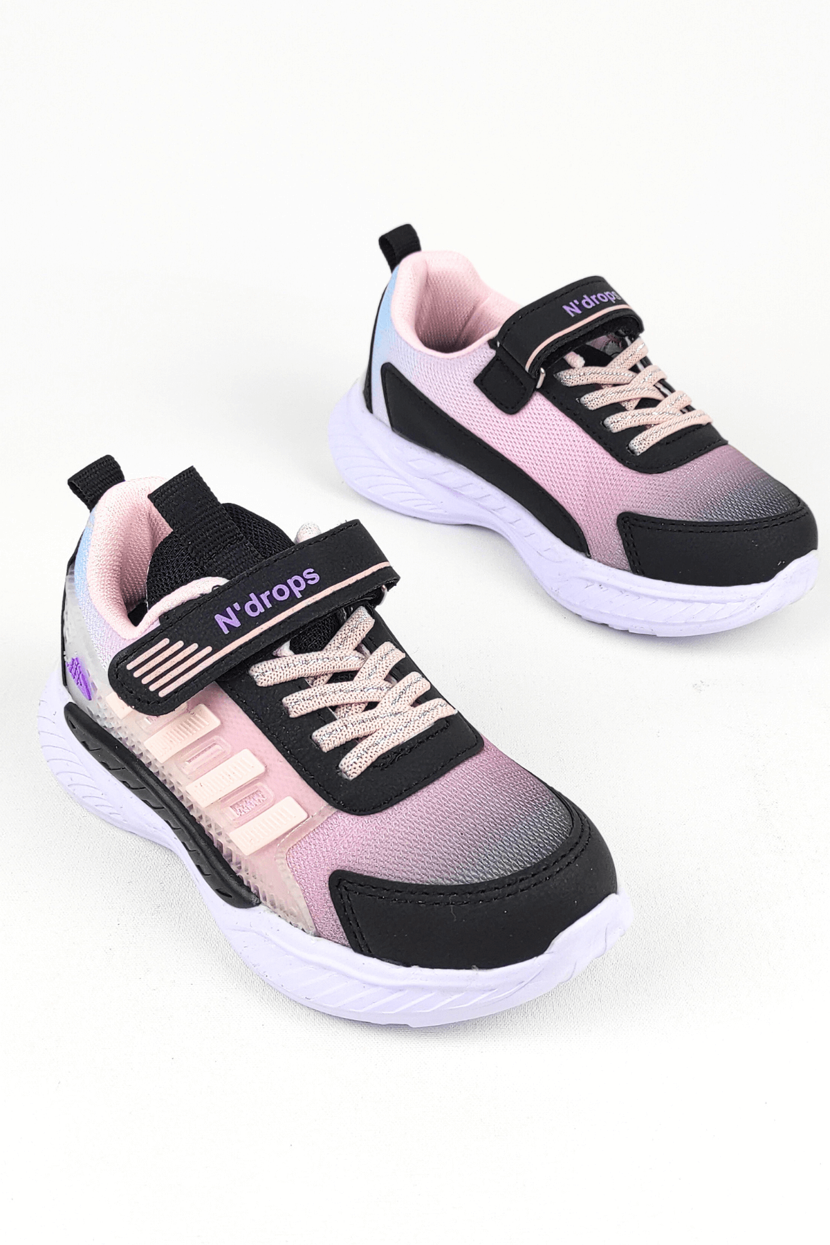 ND023 Siyah Pembe Cırt Cırtlı Kız Çocuk Spor Ayakkabı