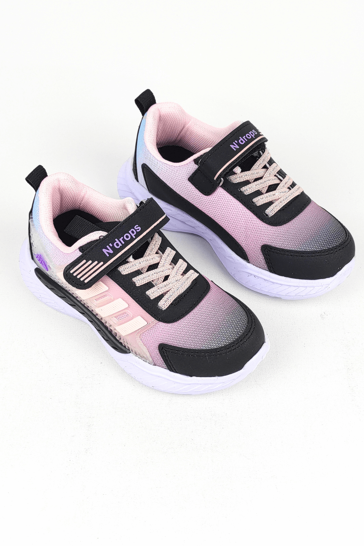 ND023 Siyah Pembe Cırt Cırtlı Kız Çocuk Spor Ayakkabı