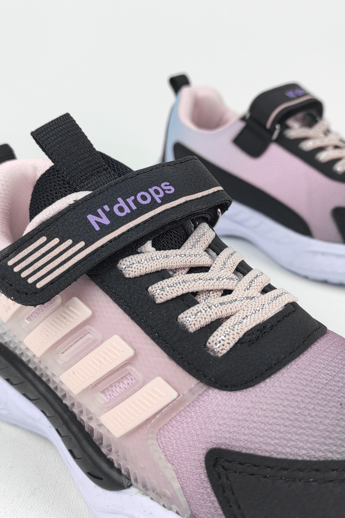 ND023 Siyah Pembe Cırt Cırtlı Kız Çocuk Spor Ayakkabı