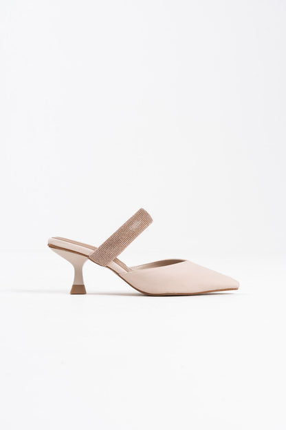 Nina Premium Heeled Beige Women's Slippers 