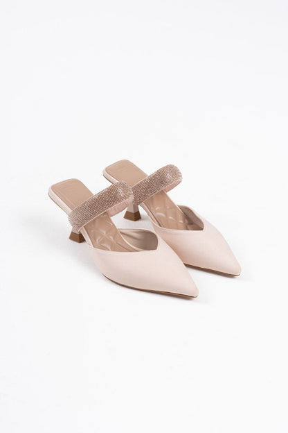 Nina Premium Heeled Beige Women's Slippers 