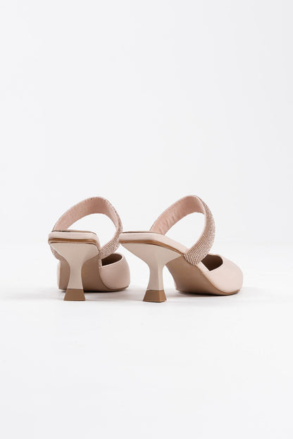Nina Premium Heeled Beige Women's Slippers 