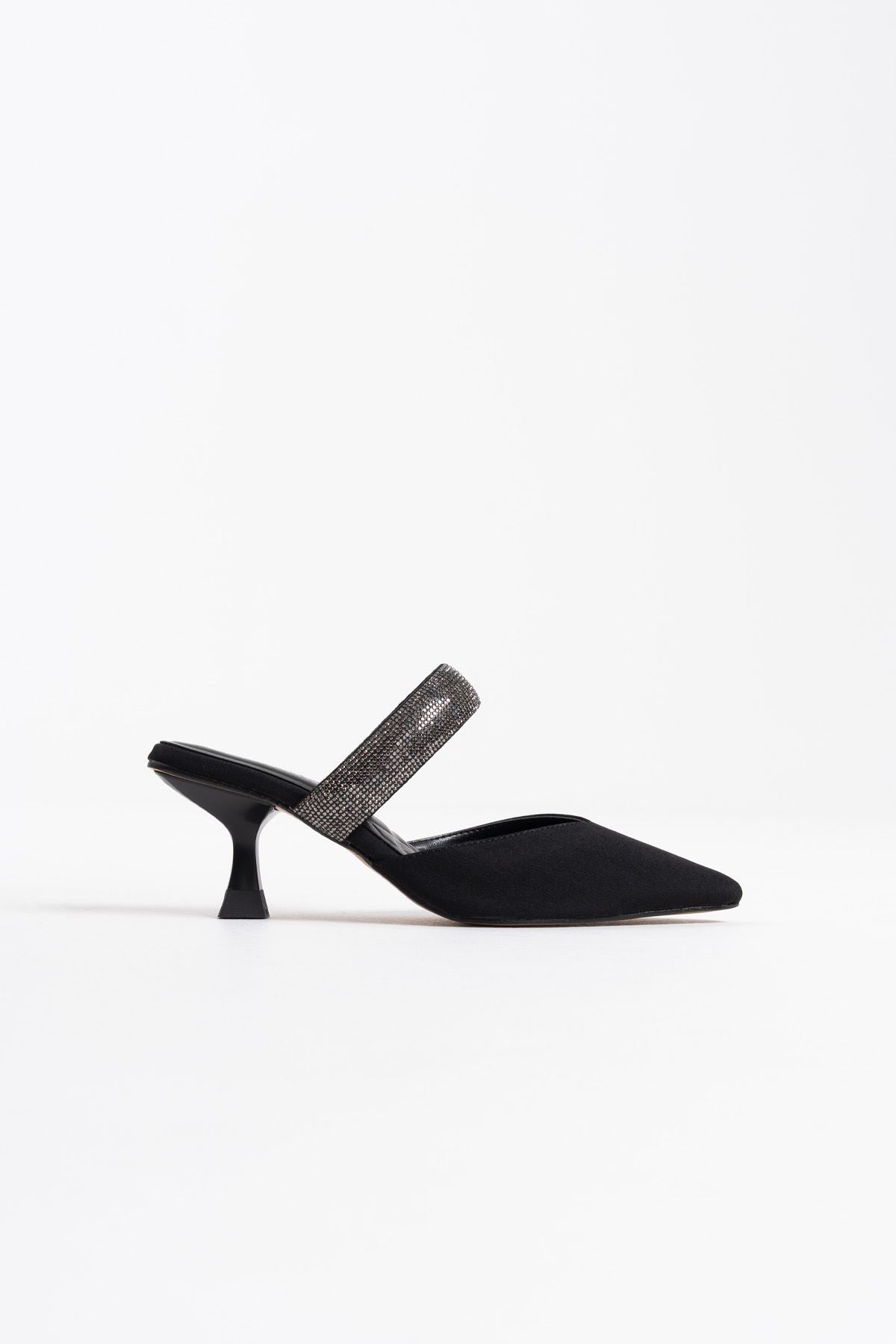 Nina Premium Heeled Black Women's Slippers 