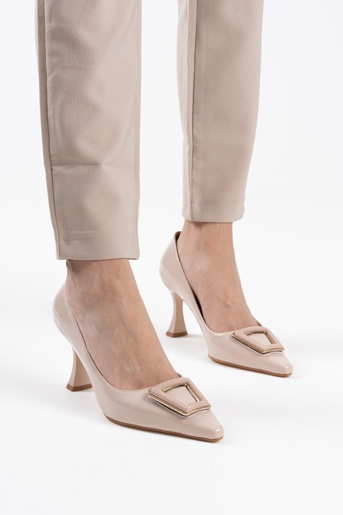 Nora Premium Women's Beige Patent Leather Stiletto