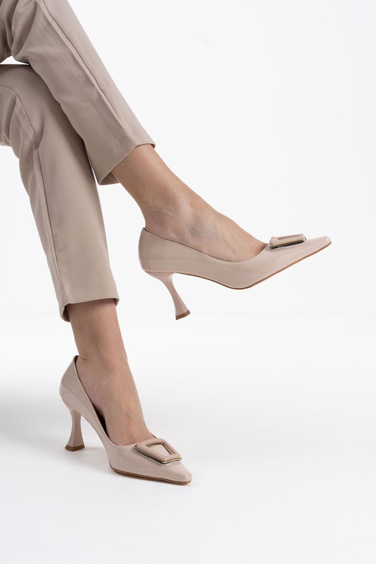 Nora Premium Women's Beige Patent Leather Stiletto
