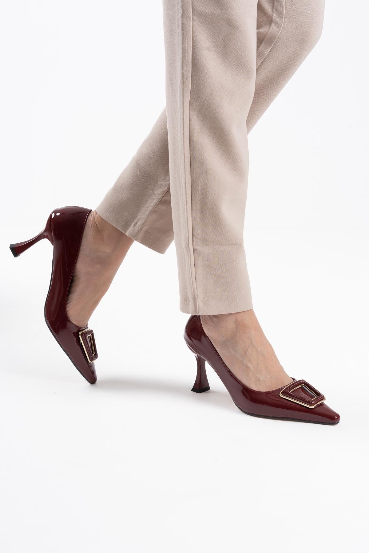 Nora Premium Women's Burgundy Patent Leather Stiletto