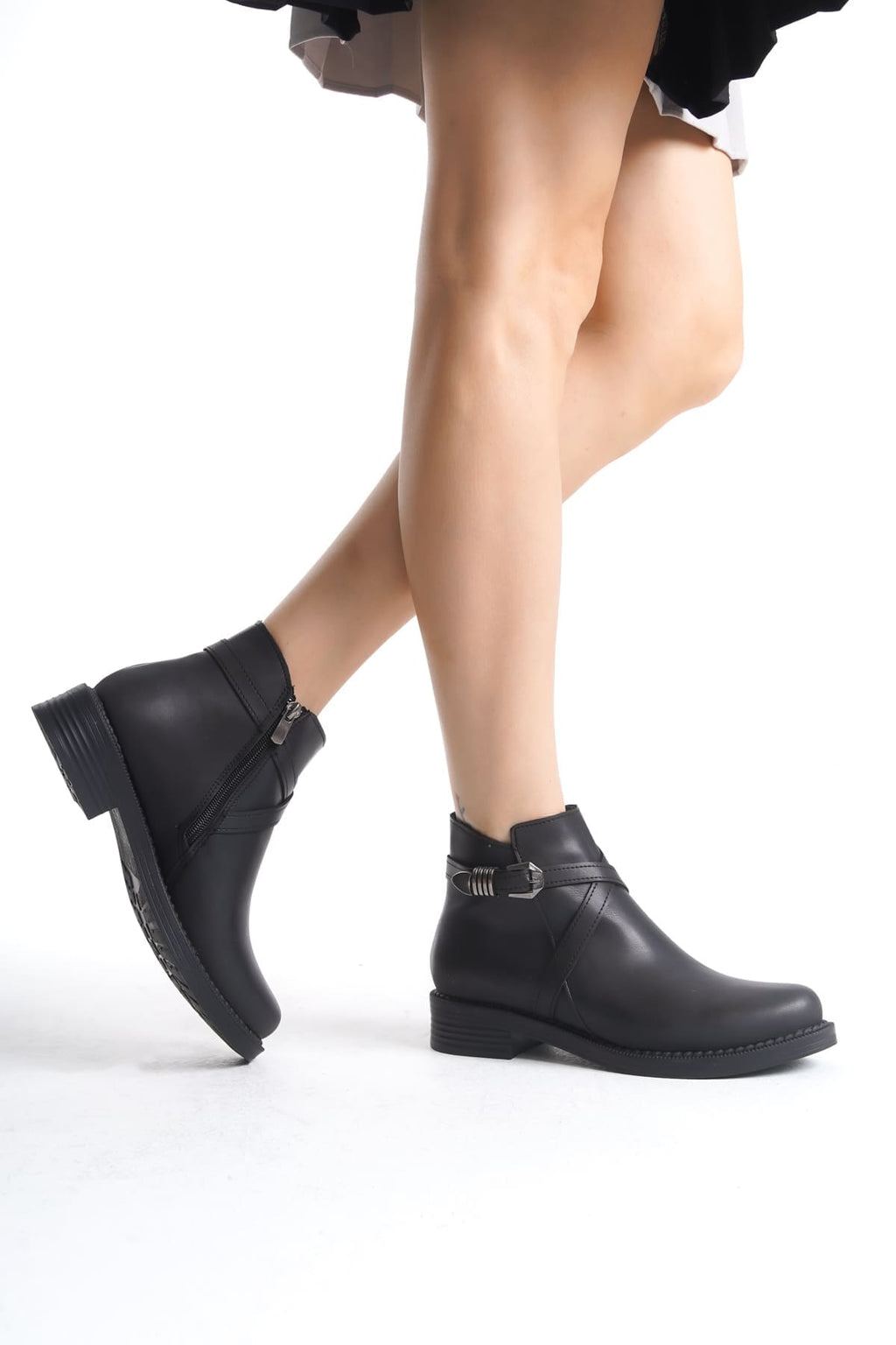 NOVA Women's Boots – Orthopedic Heel, Elastic Zipper Detail, Black