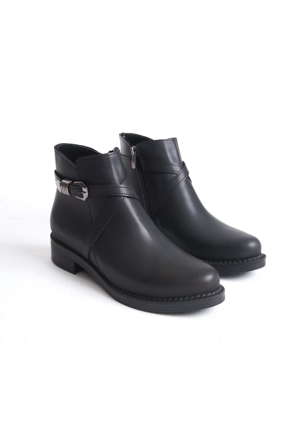NOVA Women's Boots – Orthopedic Heel, Elastic Zipper Detail, Black
