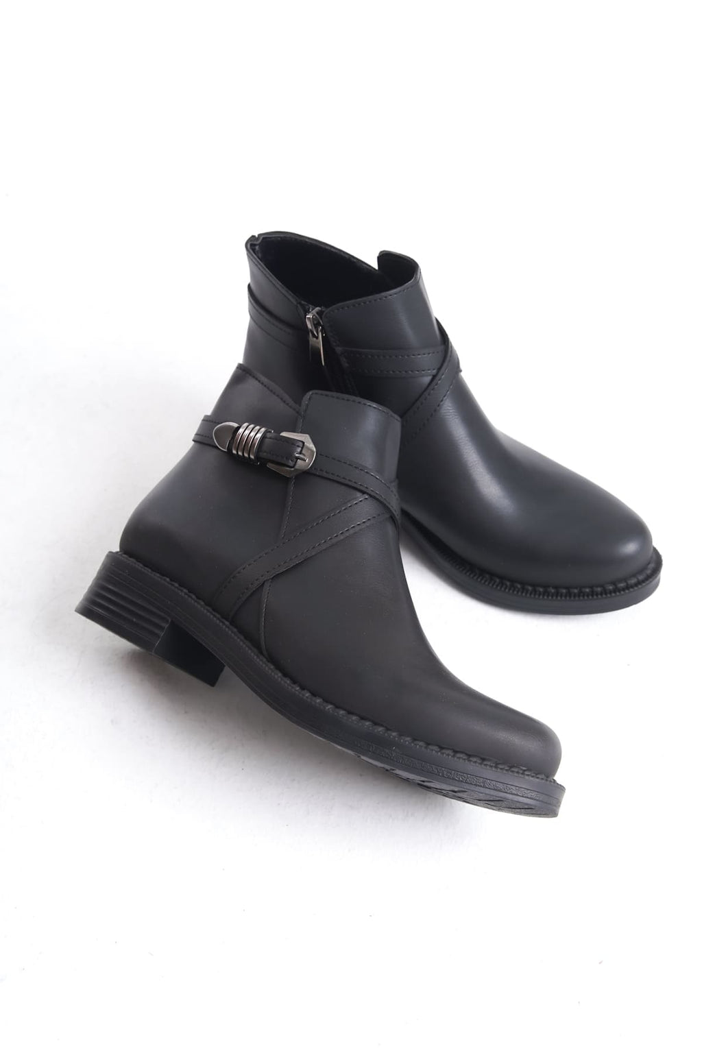 NOVA Women's Boots – Orthopedic Heel, Elastic Zipper Detail, Black