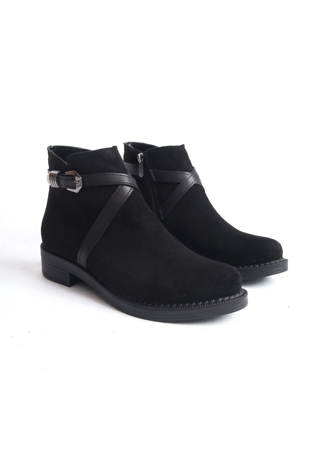 NOVA Women's Boots – Black Suede with Orthopedic Heels, Elastic Zipper Detail
