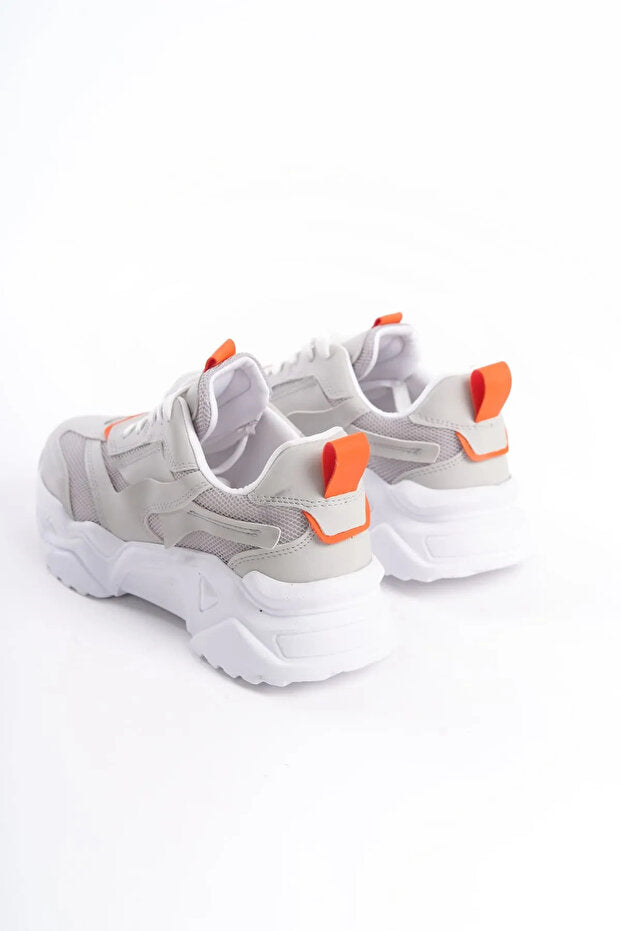 NOVA Premium Yüksek Taban Rahat Gri Turuncu Kadın Sneaker