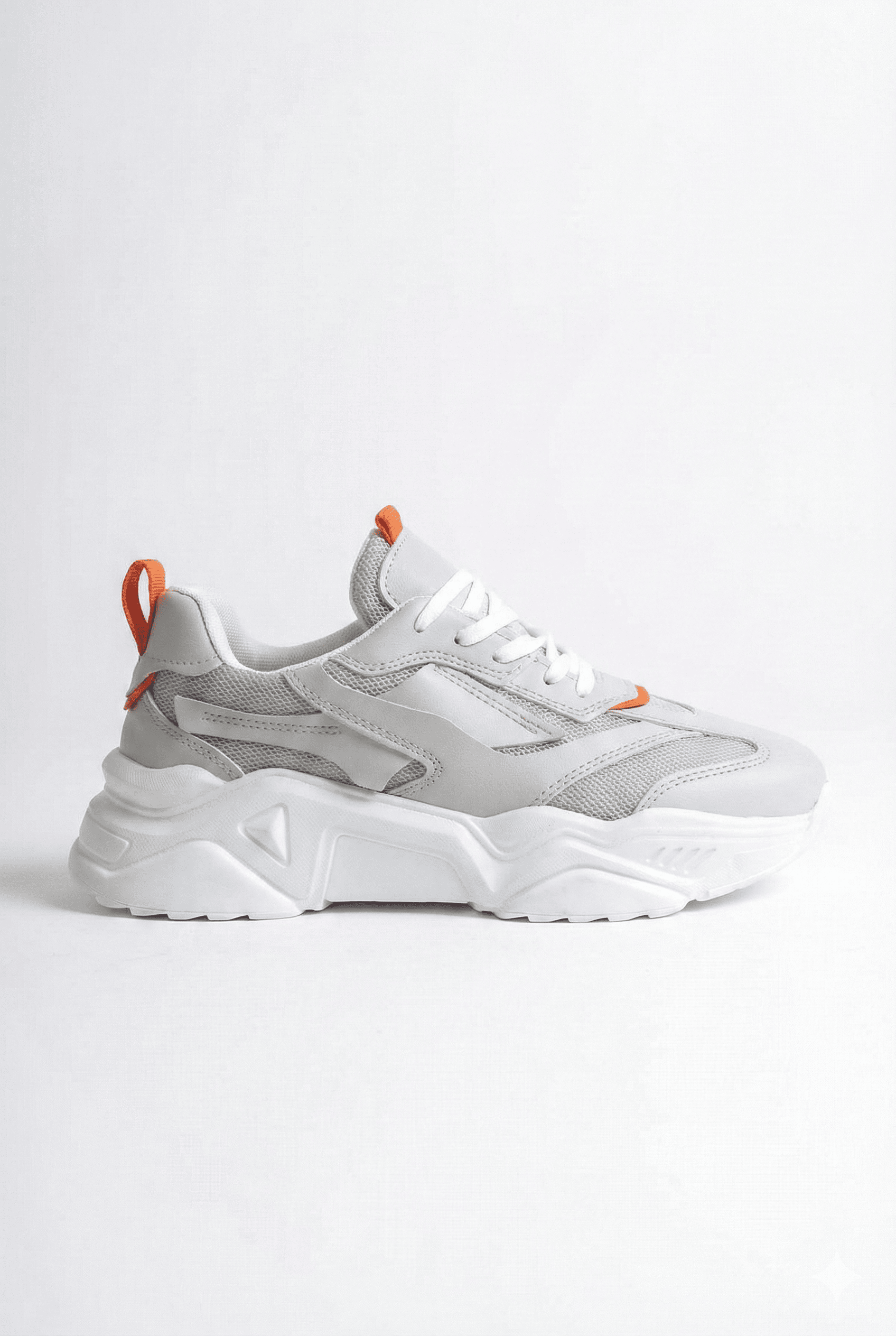 NOVA Premium Yüksek Taban Rahat Gri Turuncu Kadın Sneaker
