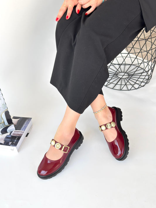 Okira Premium Bordo Rugan Oxford Babet Ayakkabı