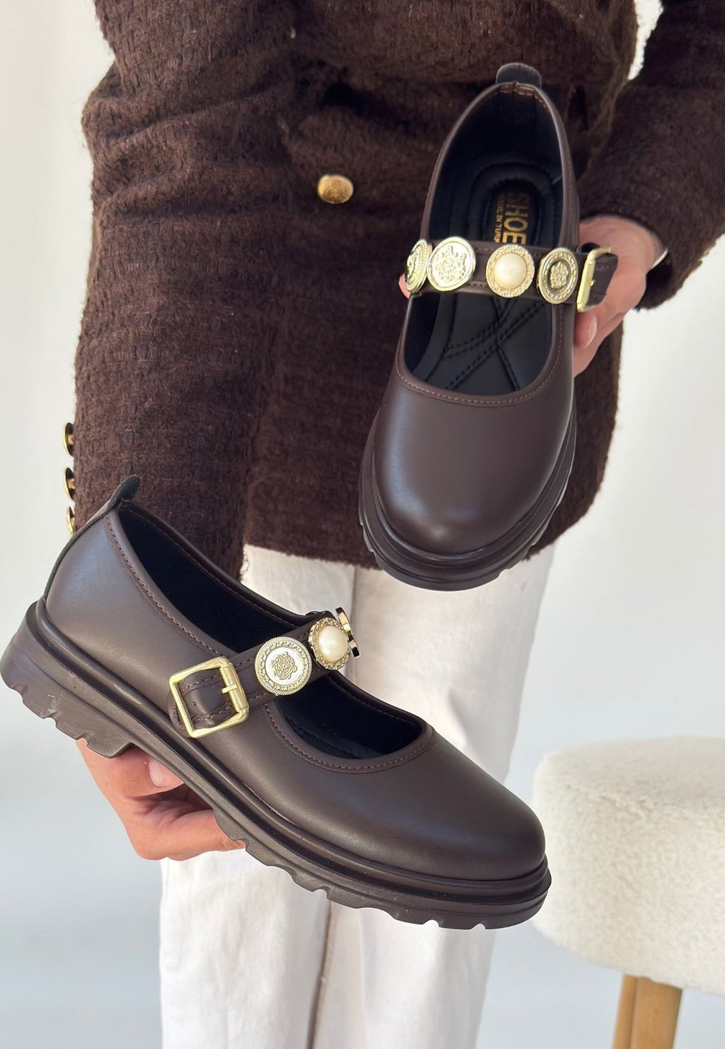 Okira Premium Kahverengi Oxford Babet Ayakkabı