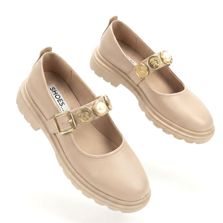 Okira Premium Beige Oxford Ballerina Shoes