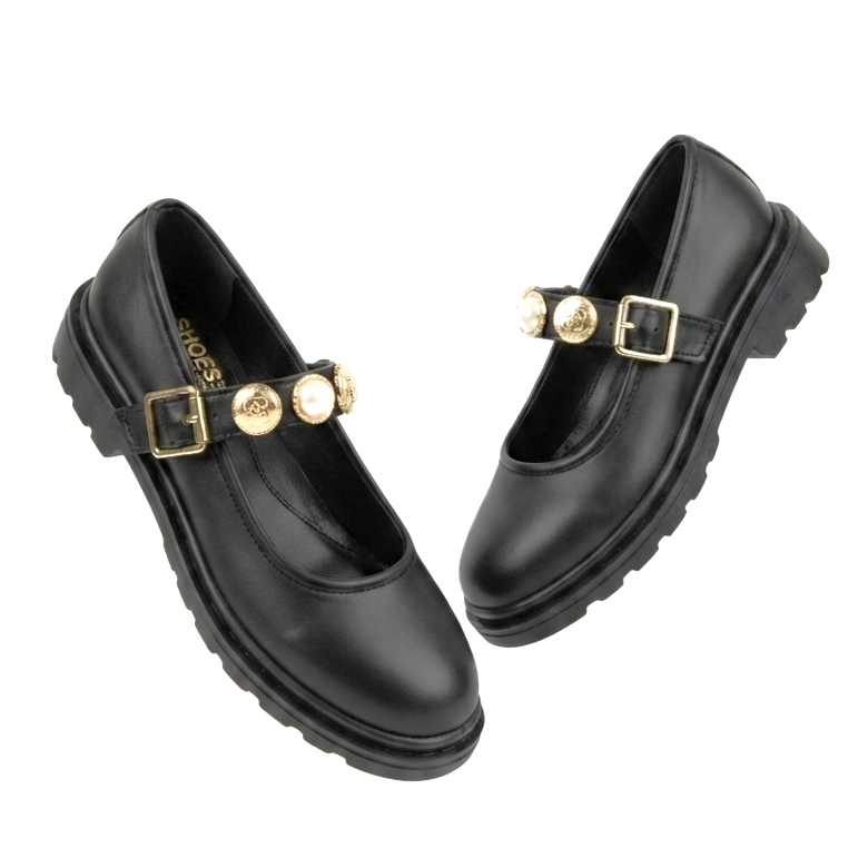 Okira Premium Black Oxford Ballerina Shoes