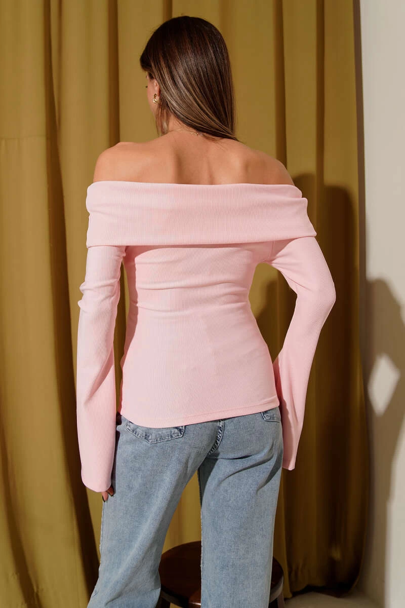 Omzu Açık Fermuarlı Bluz Pembe