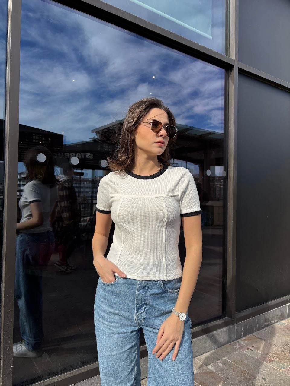 Front Piece Camisole Woven Cotton Fabric Women's White Blouse