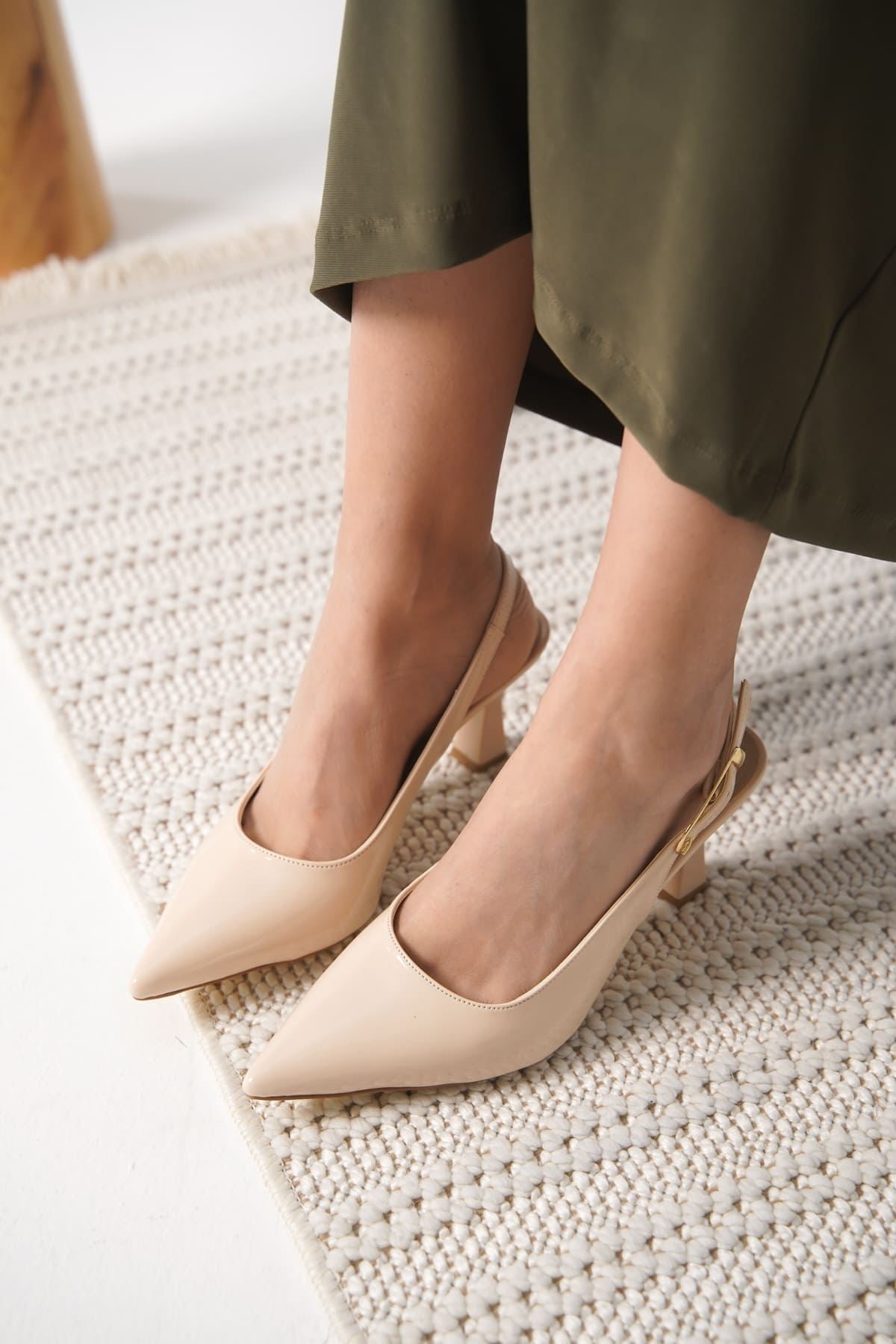 Ophelia Premium Women's Beige Heeled Shoes