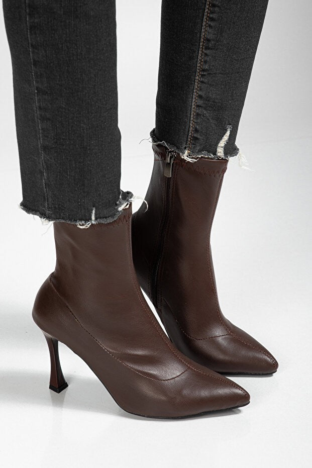 Orion Premium Kahve Streç İnce Topuklu Bot