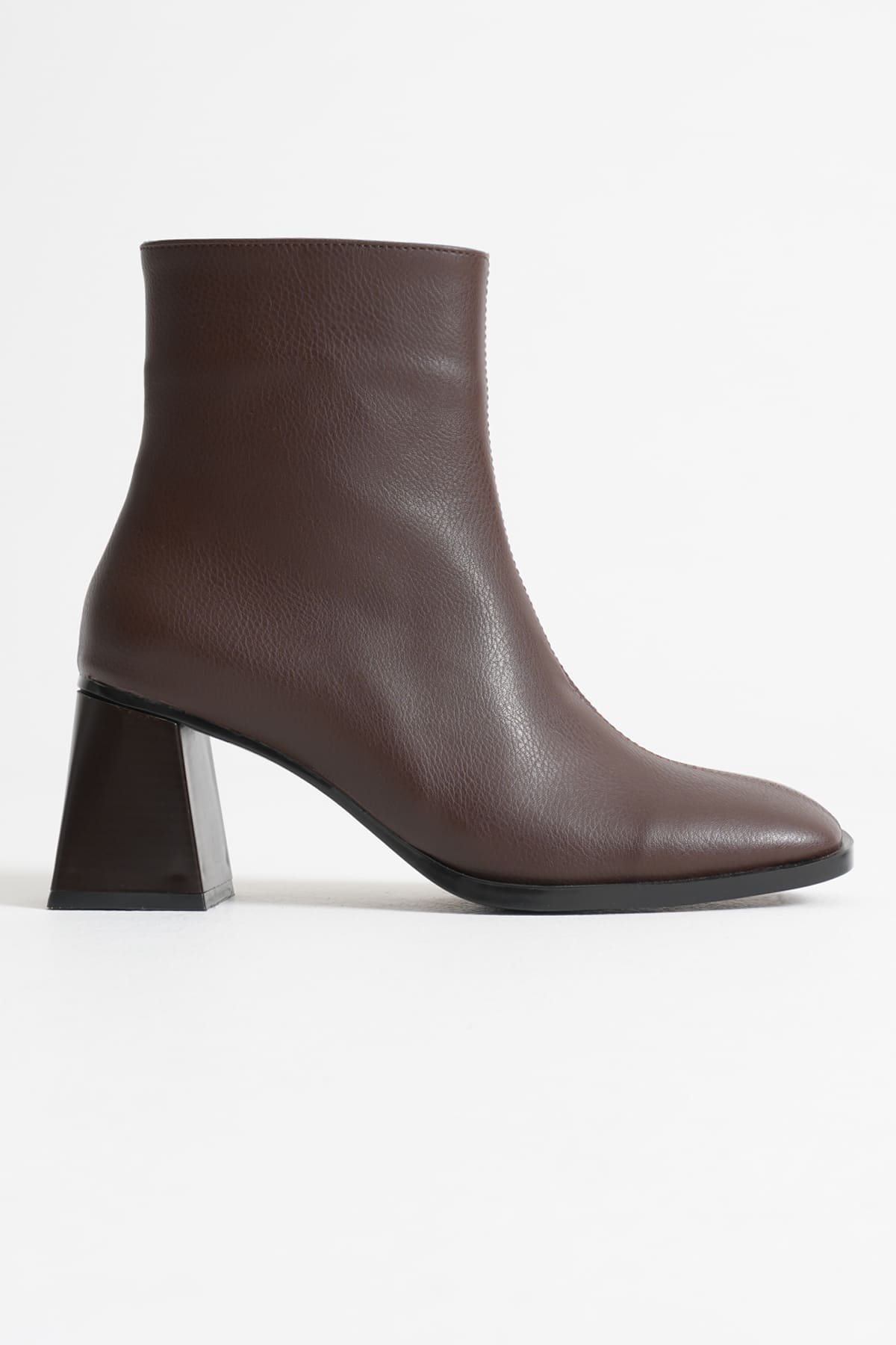 Napoca Premium Vegan Leather Bitter Brown Heeled Boots