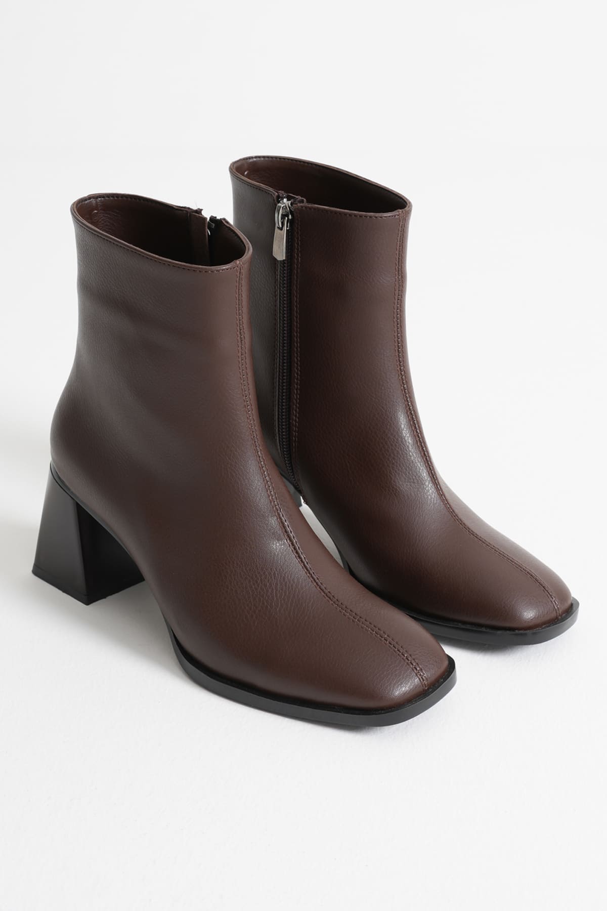 Napoca Premium Vegan Leather Bitter Brown Heeled Boots