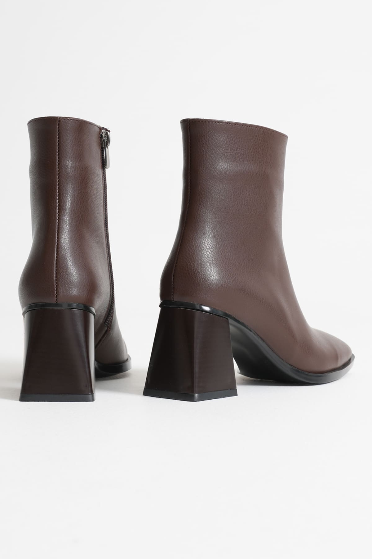 Napoca Premium Vegan Leather Bitter Brown Heeled Boots