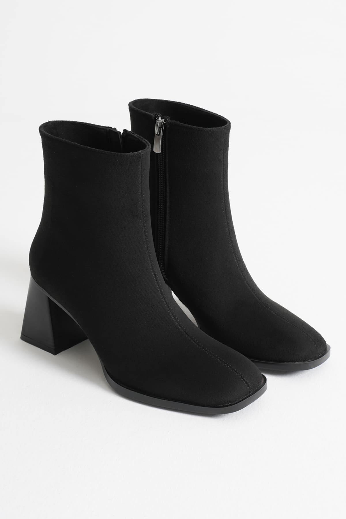 Napoca Premium Vegan Leather Black Suede Heeled Boots