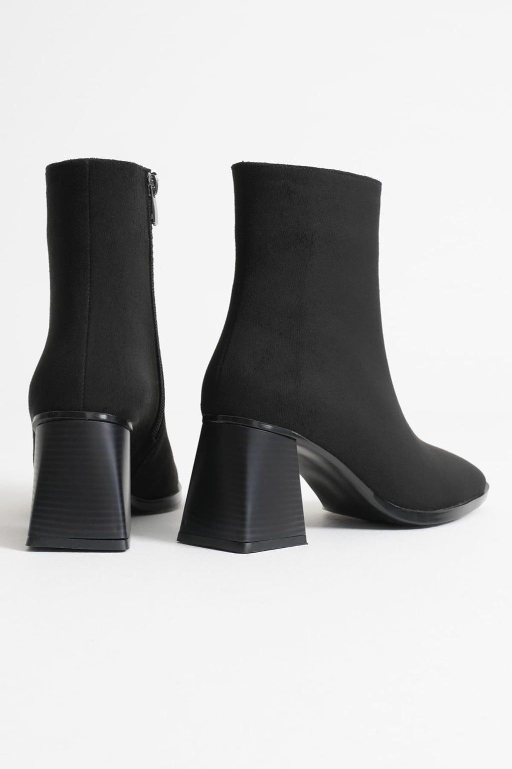 Napoca Premium Vegan Deri Siyah Süet Topuklu Bot