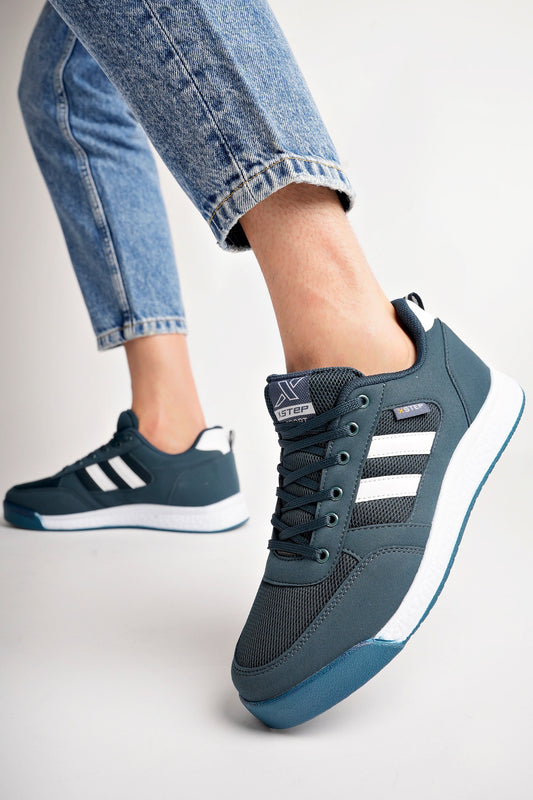 X24 Ortopedik Taban Çizgili Unisex Yazlık Petrol Rengi Spor Ayakkabı