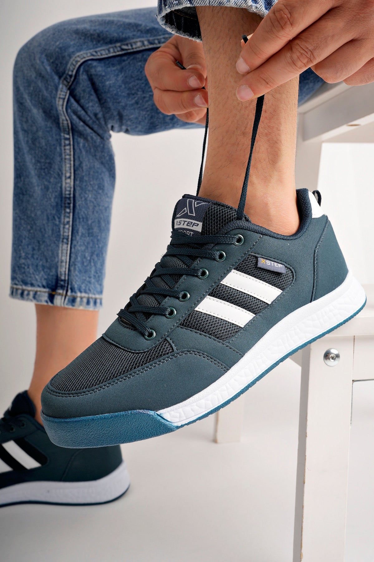 X24 Ortopedik Taban Çizgili Unisex Yazlık Petrol Rengi Spor Ayakkabı