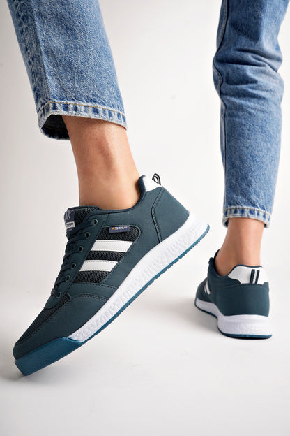 X24 Ortopedik Taban Çizgili Unisex Yazlık Petrol Rengi Spor Ayakkabı