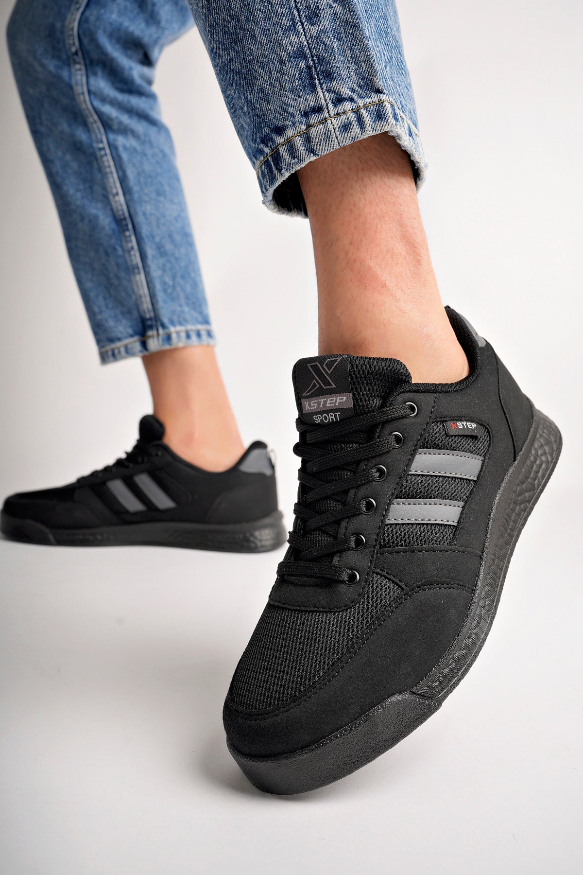 X24 Ortopedik Taban Çizgili Unisex Yazlık Siyah Rengi Spor Ayakkabı