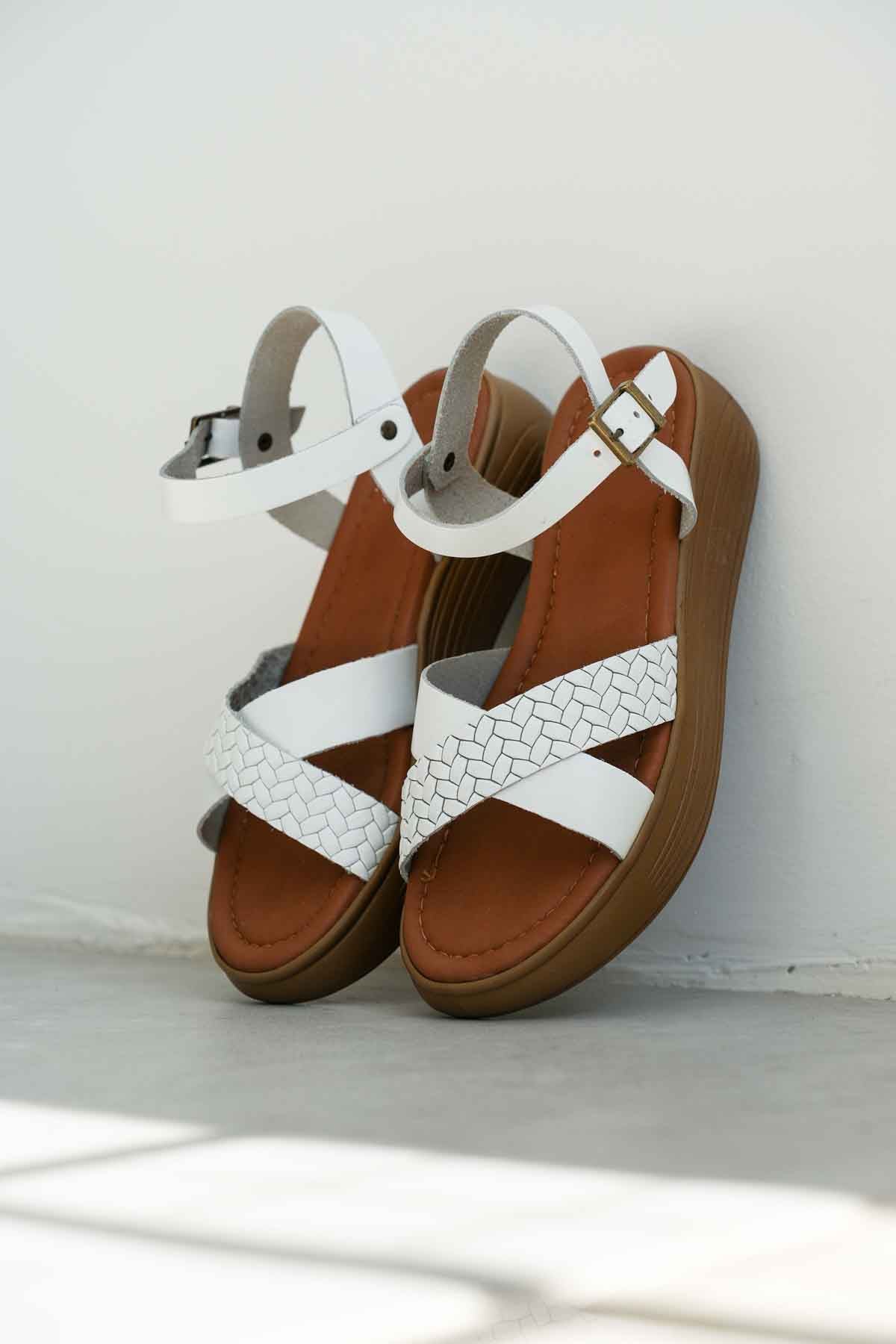 Orwell Premium White Genuine Leather Sandals