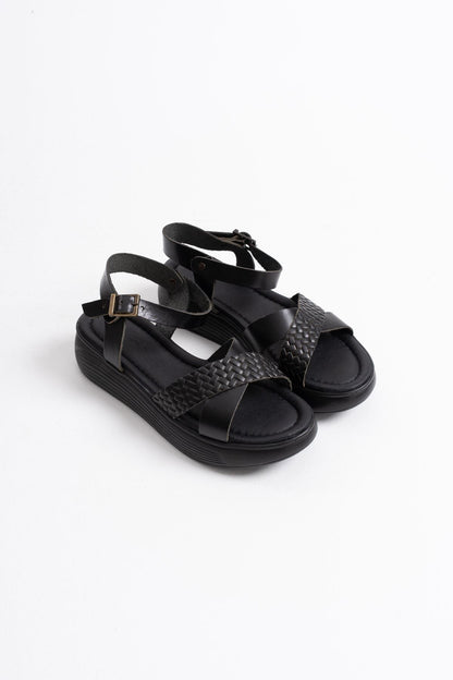 Orwell Premium Black Genuine Leather Sandals