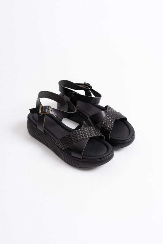 Orwell Premium Black Genuine Leather Sandals