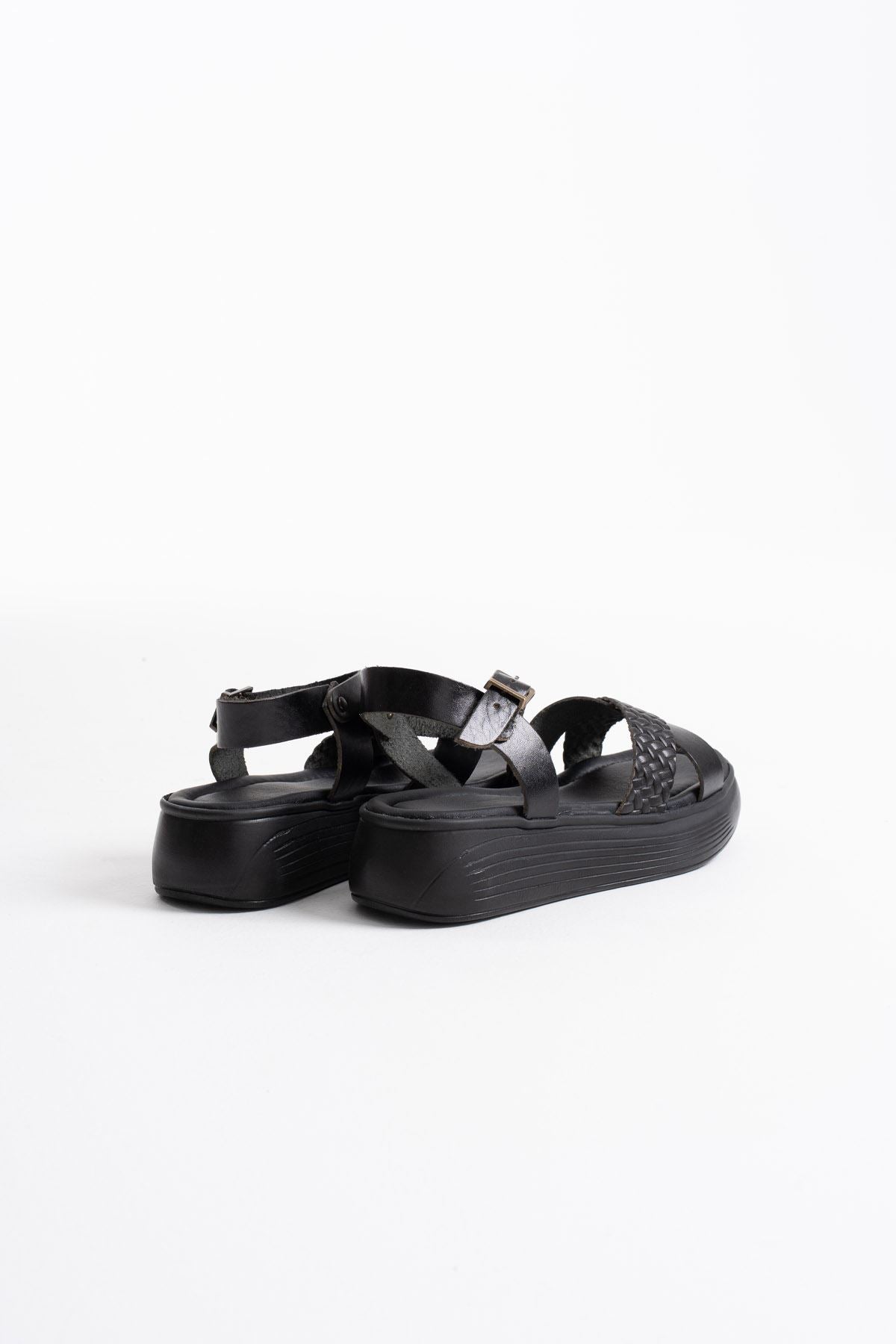 Orwell Premium Black Genuine Leather Sandals