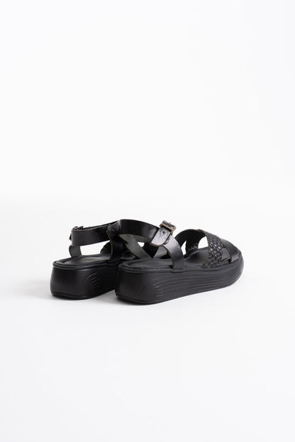 Orwell Premium Black Genuine Leather Sandals