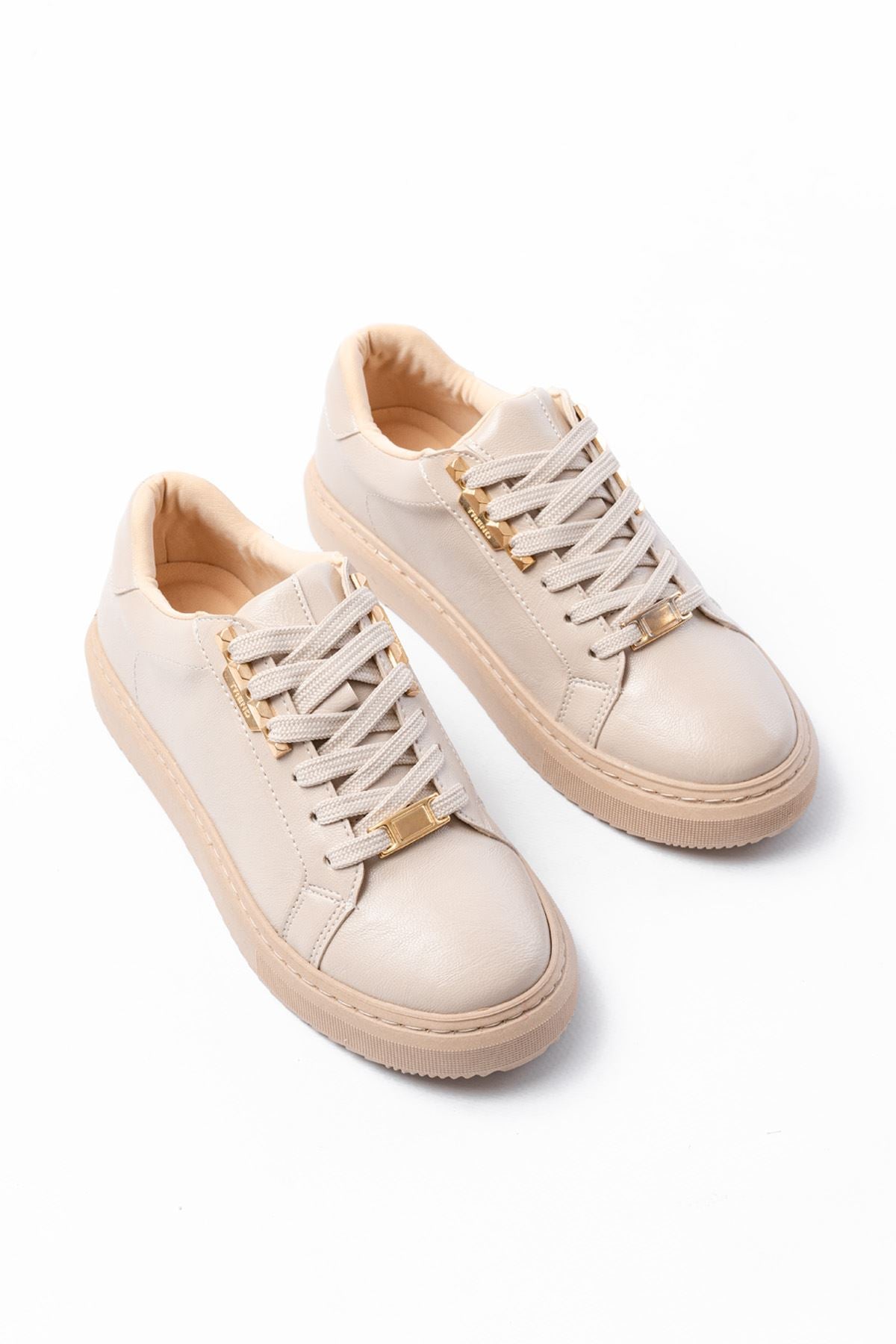 ZRİN-910 Premium Bej Bağcıklı Günlük Kadın Sneaker