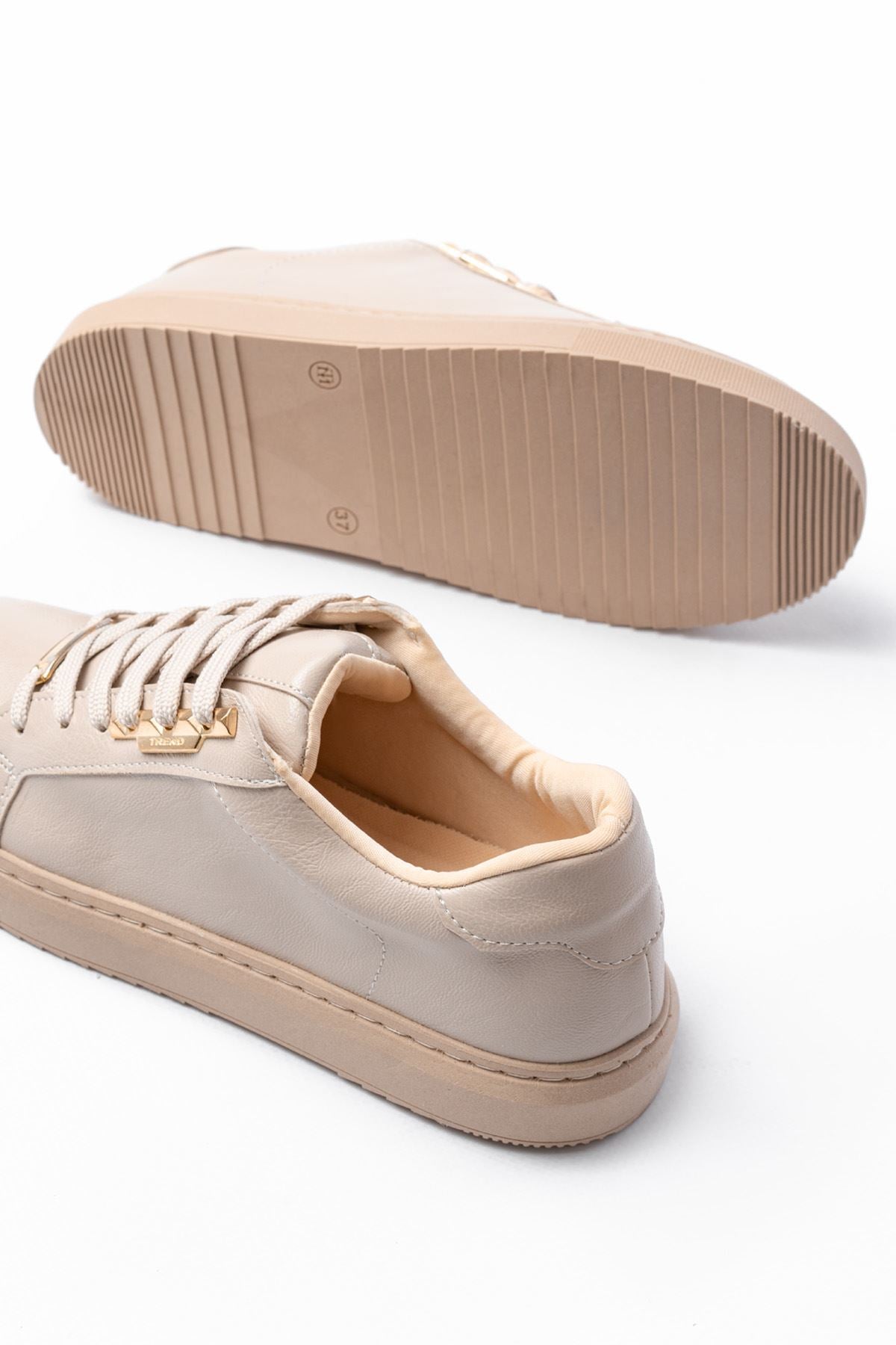 ZRİN-910 Premium Bej Bağcıklı Günlük Kadın Sneaker