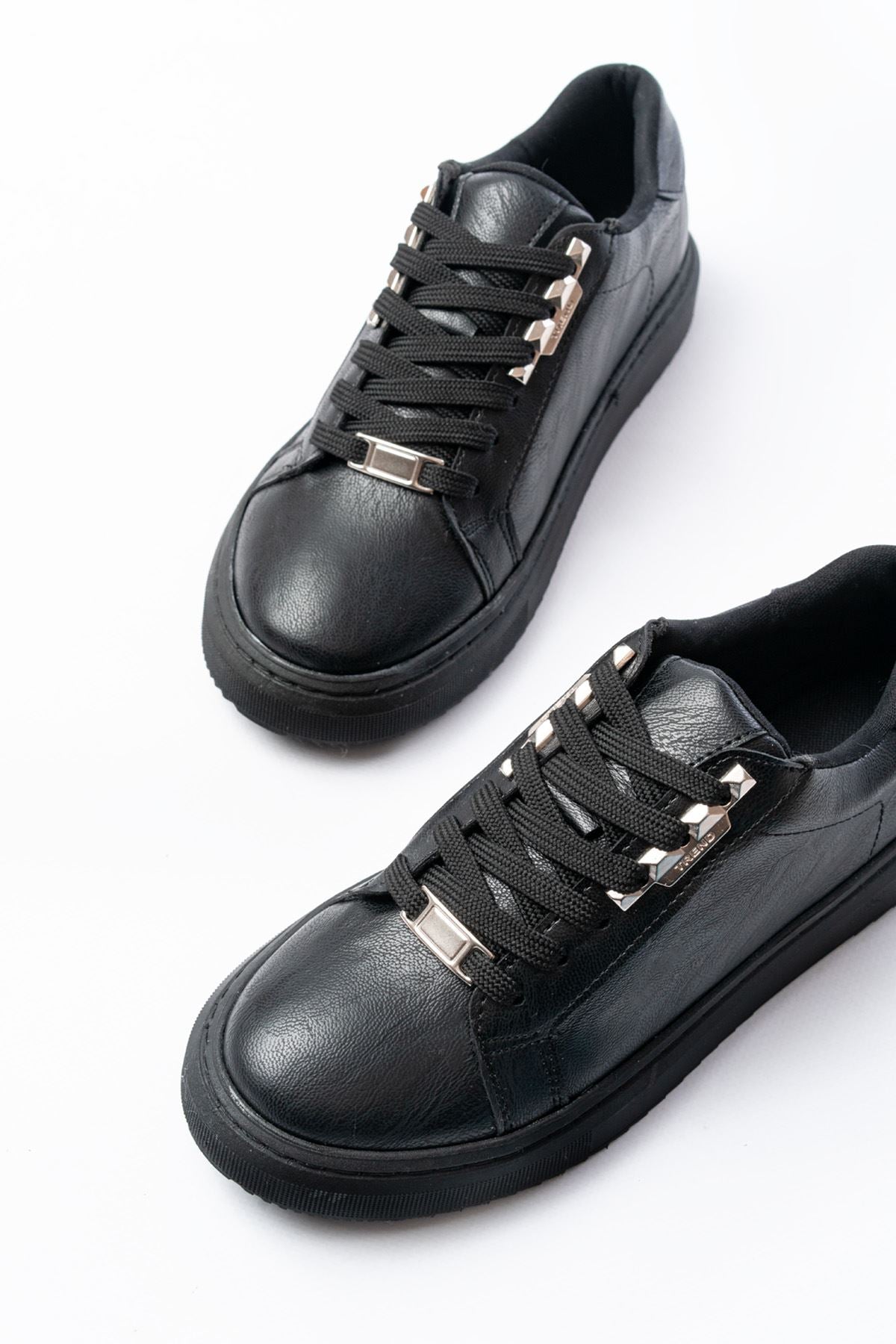 ZRİN-910 Premium Siyah Bağcıklı Günlük Kadın Sneaker