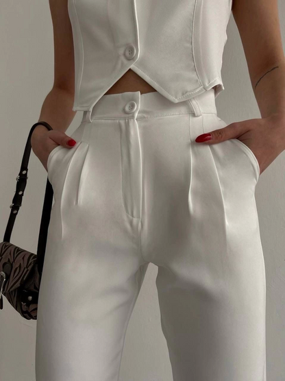 Palazzo Trousers White