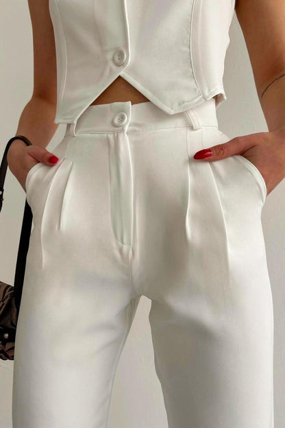 Palazzo Trousers White