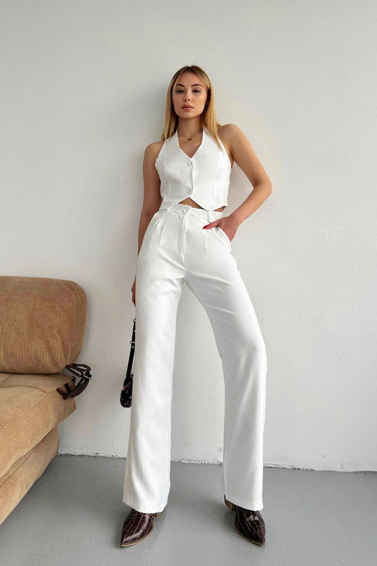 Palazzo Trousers White