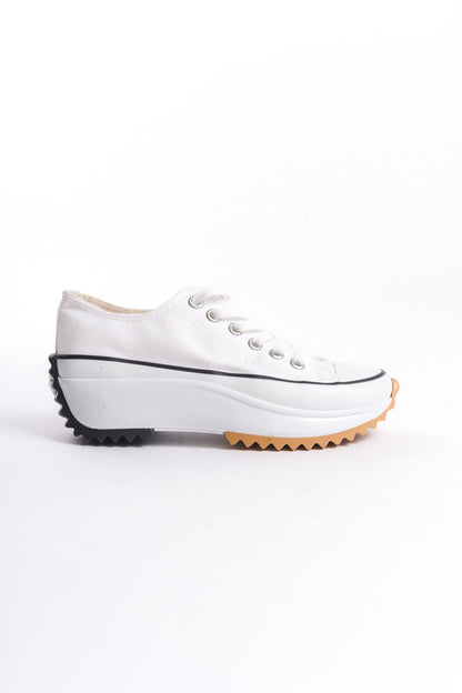 NICE Lace-Up Orthopedic Sole Linen White Women's Sneaker