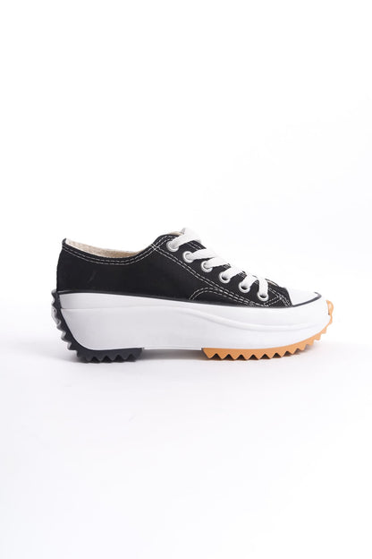 NICE Lace-Up Orthopedic Sole Linen Black Women's Sneaker