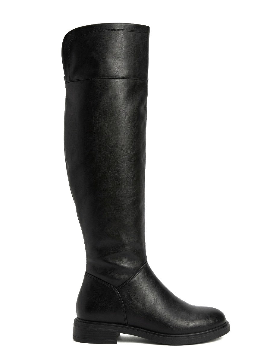 ZRNE-C11 Premium Siyah Fermuarlı Düz Üstü Çizme