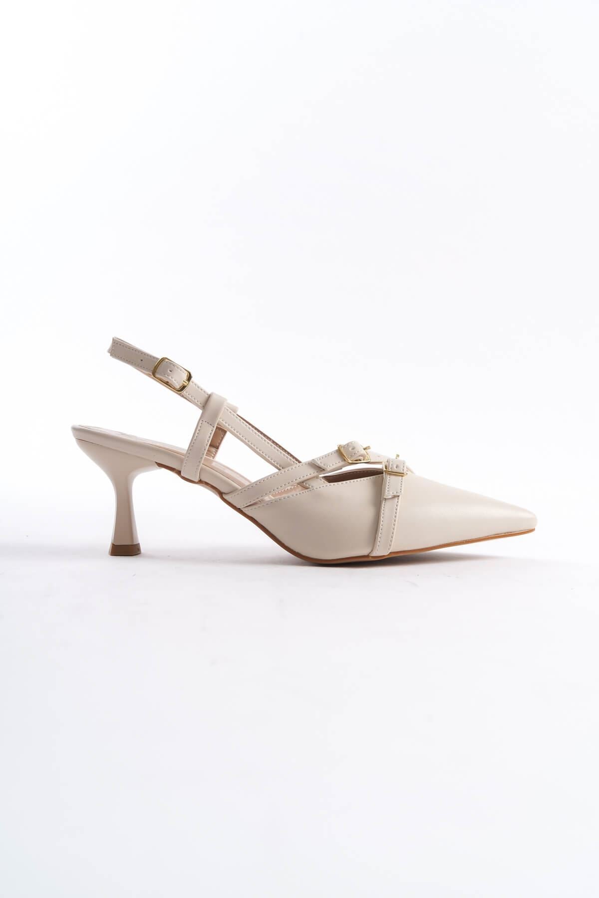 Perla Premium Women's Beige Heeled Shoes