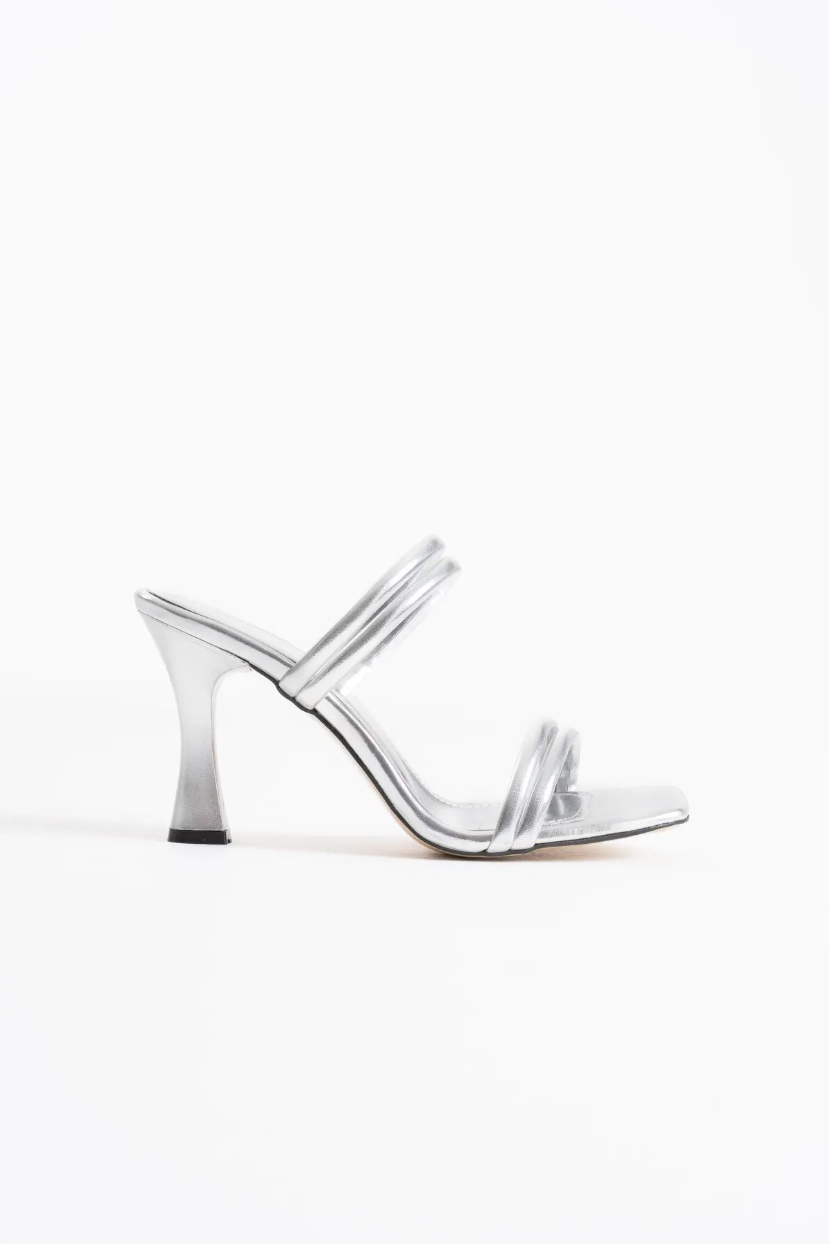 Petra Premium Women's Silver Heeled Slippers