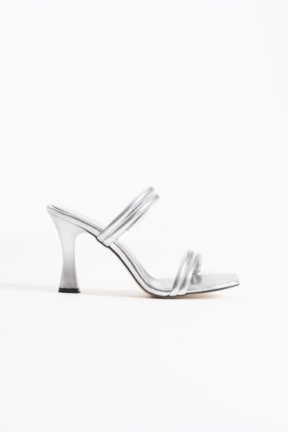 Petra Premium Women's Silver Heeled Slippers